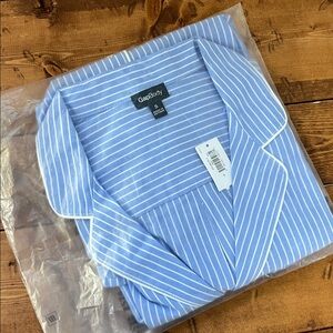 New Gap Women’s Poplin 100% cotton Long Sleeve PJ Shirt Blue Striped Size Small